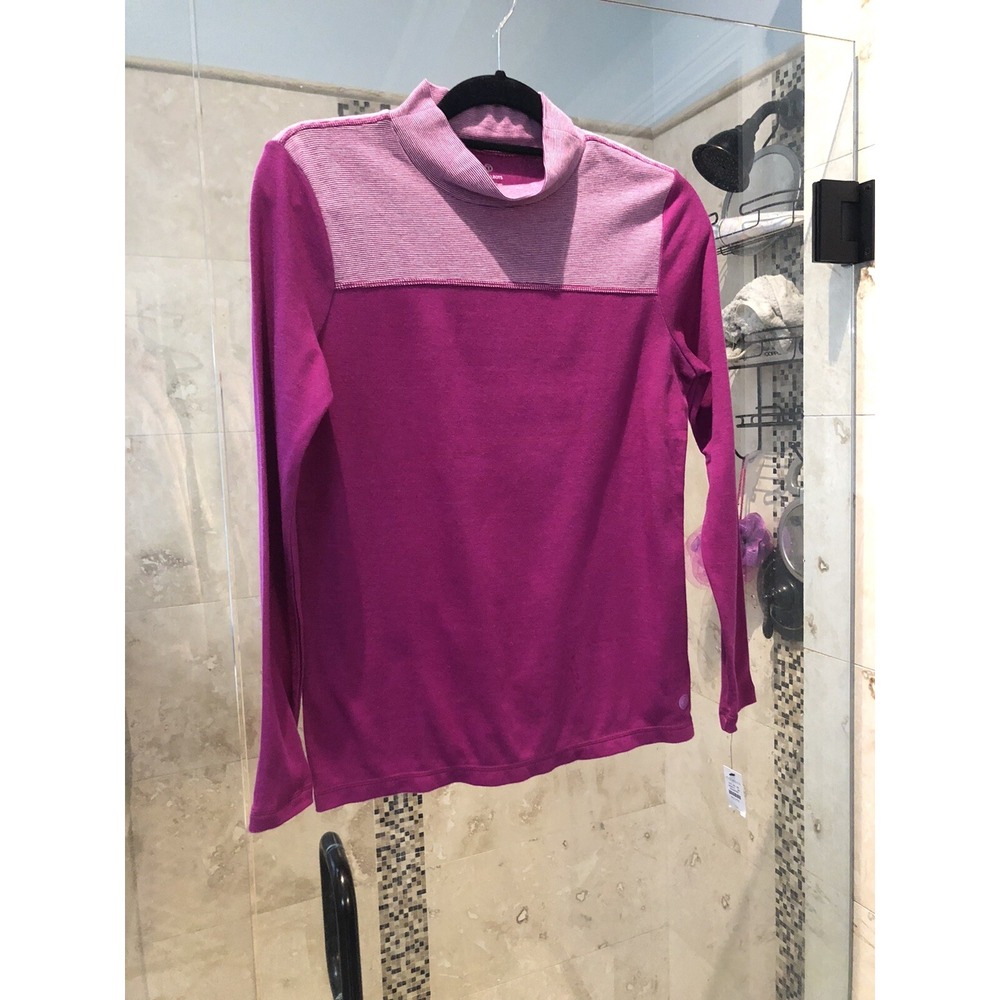 Nwt Talbots Raspberry Pink Stripe Preppy Hi Neck Pullover Sweater S P